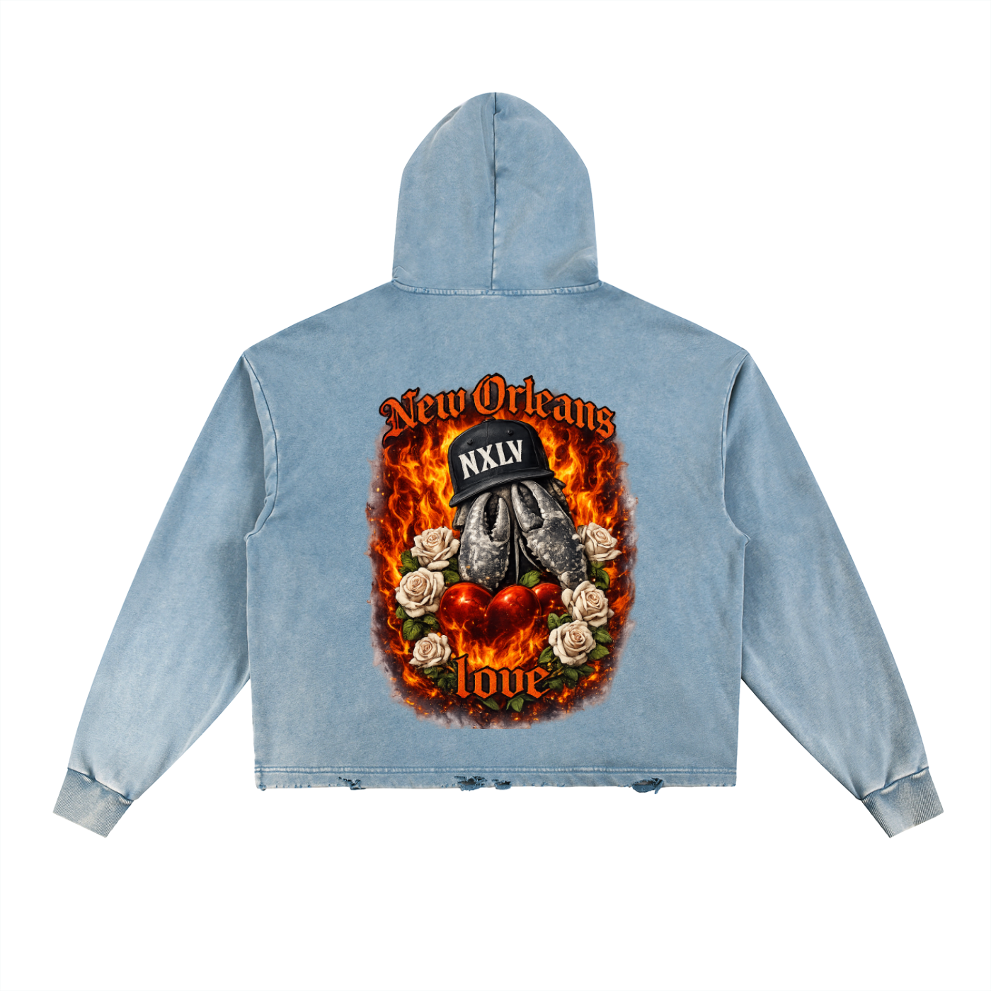 Vintage Washed Frayed-Hem Hoodie