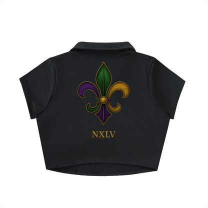 V-Neck Lapel Crop Top