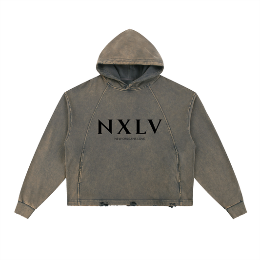 Vintage Washed Frayed-Hem Hoodie