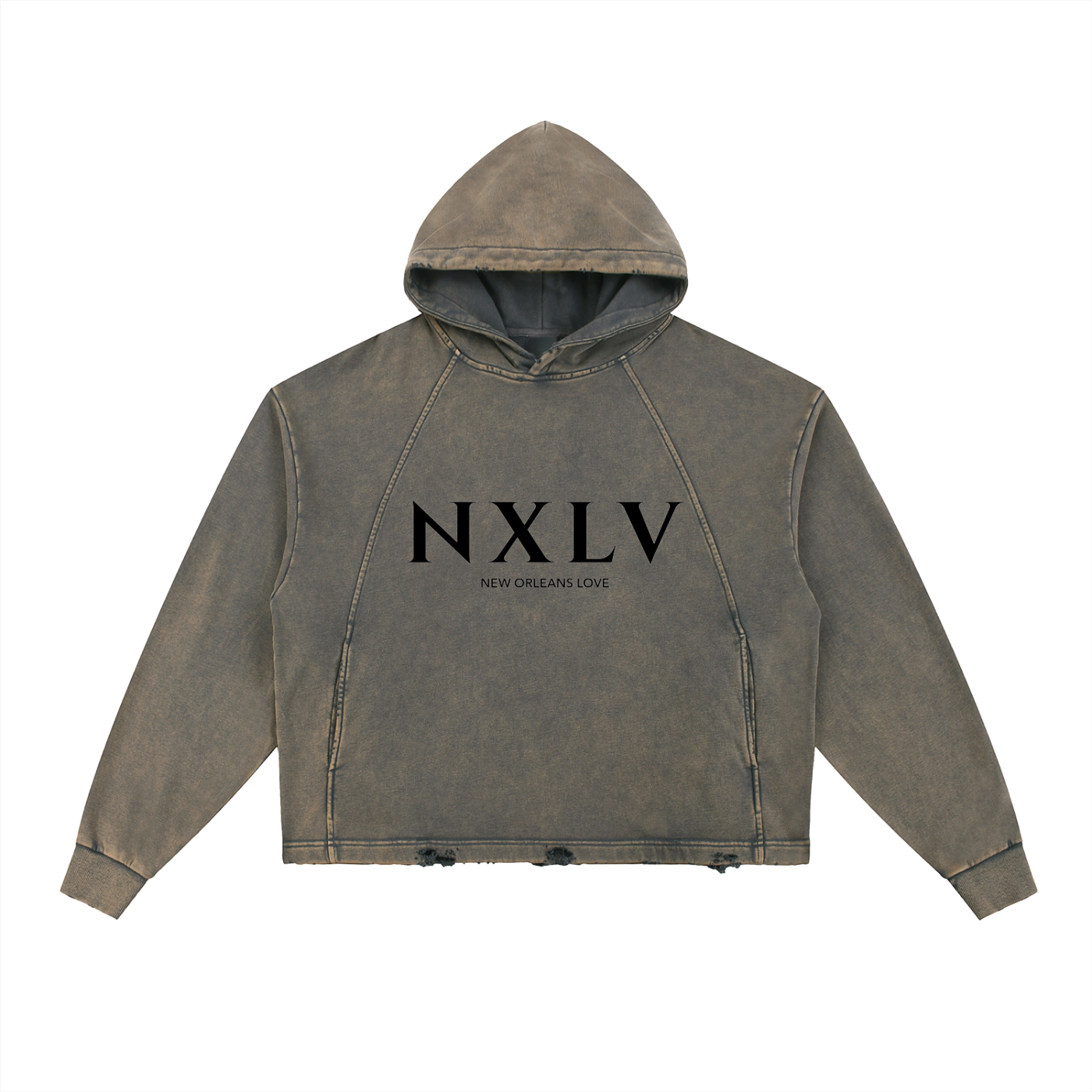 Vintage Washed Frayed-Hem Hoodie