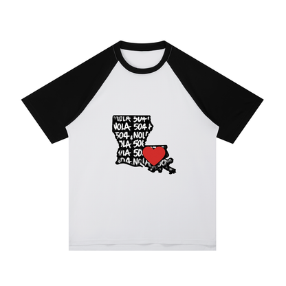 Contrast Raglan Sleeve Mesh T-Shirt