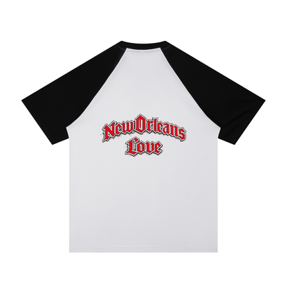Contrast Raglan Sleeve Mesh T-Shirt