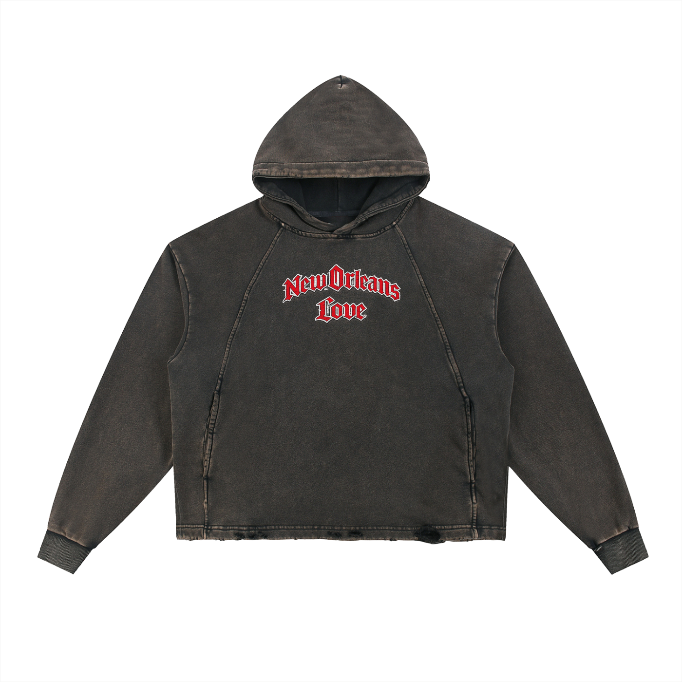 Vintage Washed Frayed-Hem Hoodie